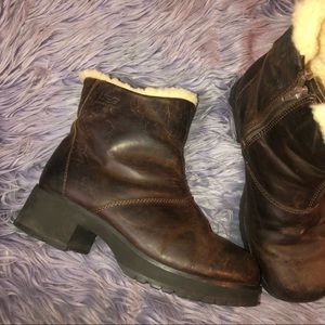 UGG Australia Leather Sheepskin Lined Block Boots